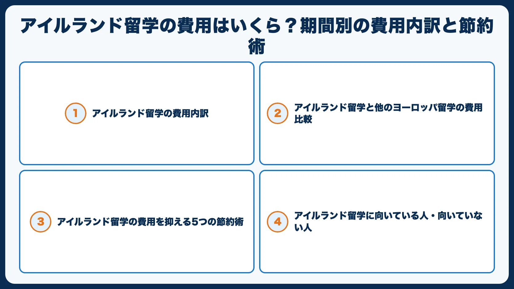 アイルランド留学の費用はいくら？期間別の費用内訳と節約術【2026年版】