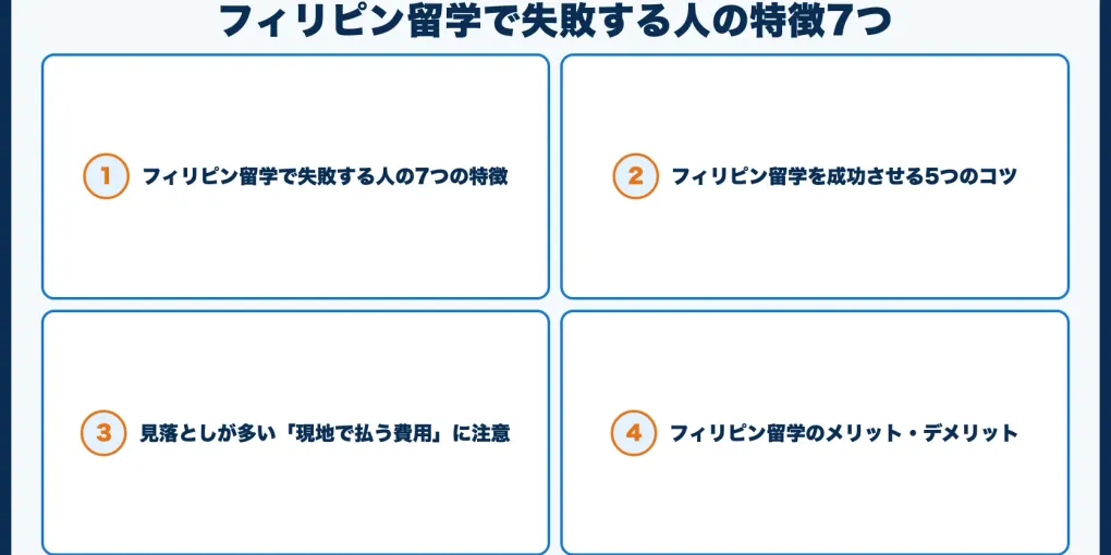 フィリピン留学で失敗する人の特徴7つ【後悔しないための対策】