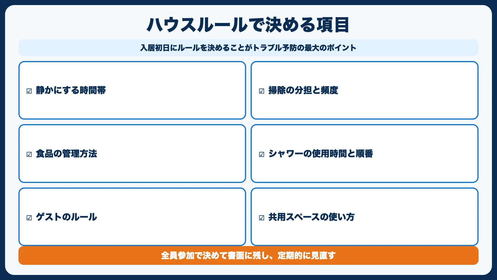トラブルを未然に防ぐ：ハウスルールの作り方