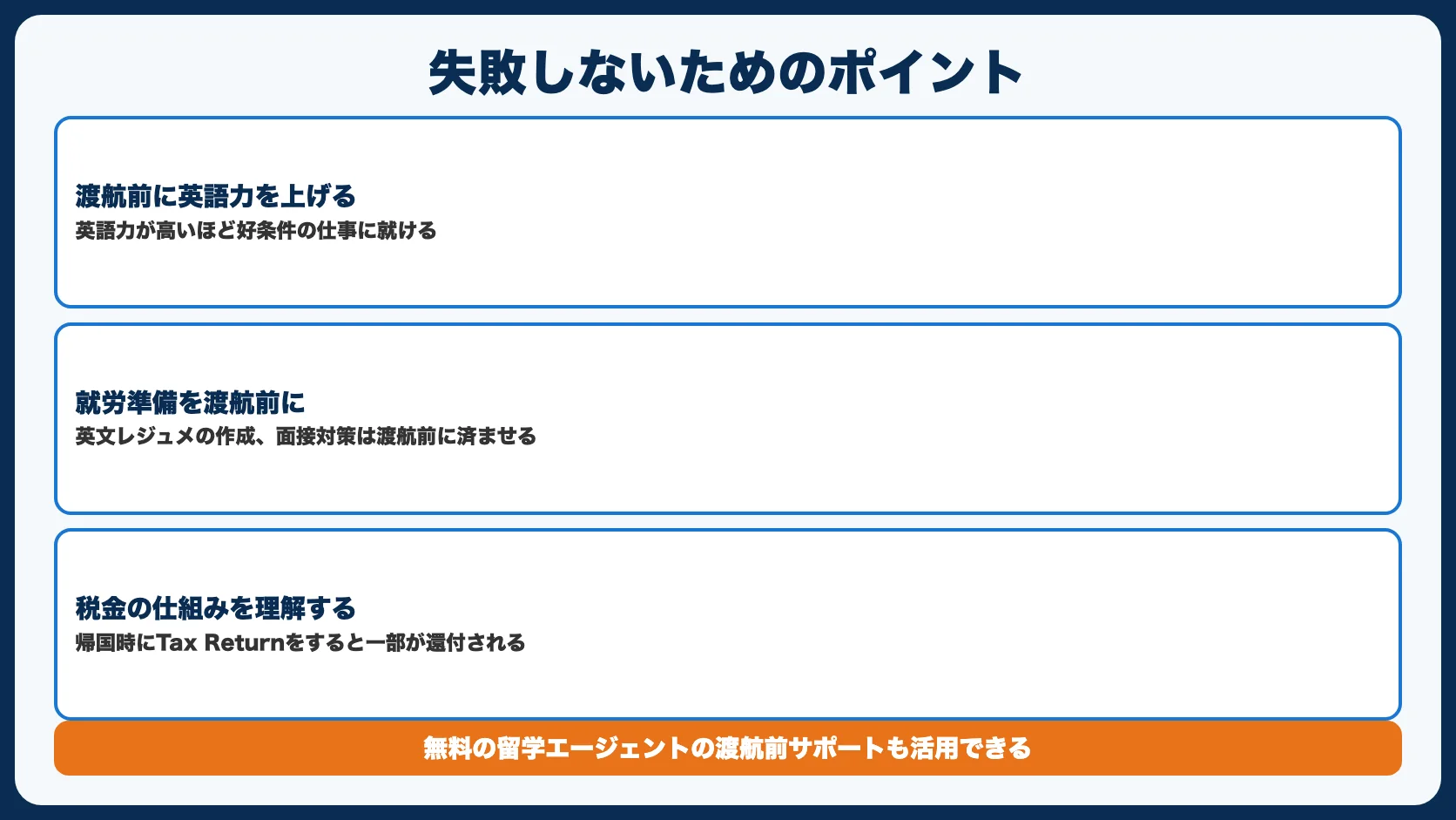 ワーホリで失敗しないためのポイント
